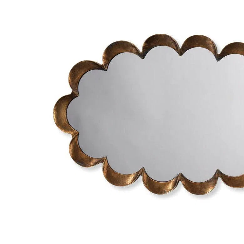 Reversible Position Brass Scalloped Wall Mirror Wall Mirrors LOOMLAN By Jamie Young