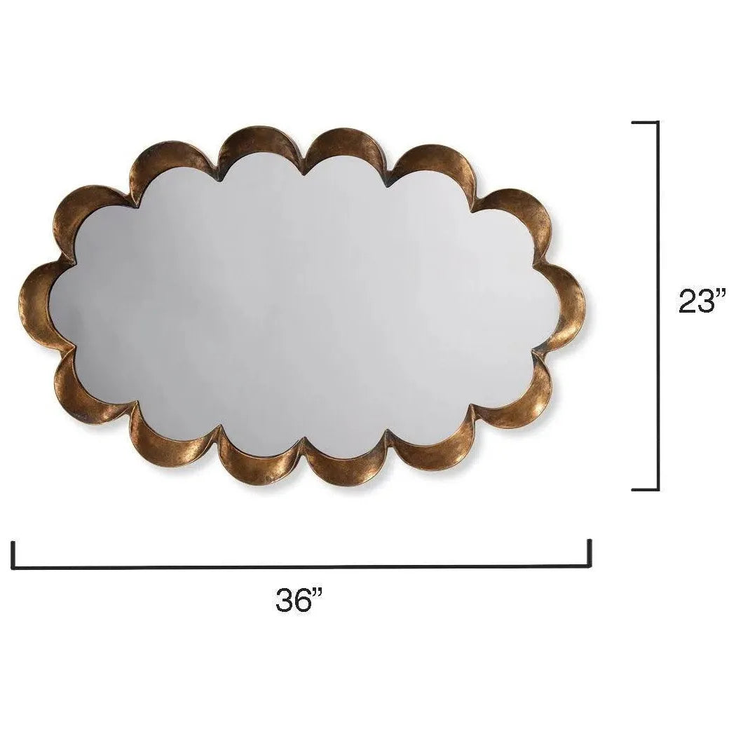 Reversible Position Brass Scalloped Wall Mirror