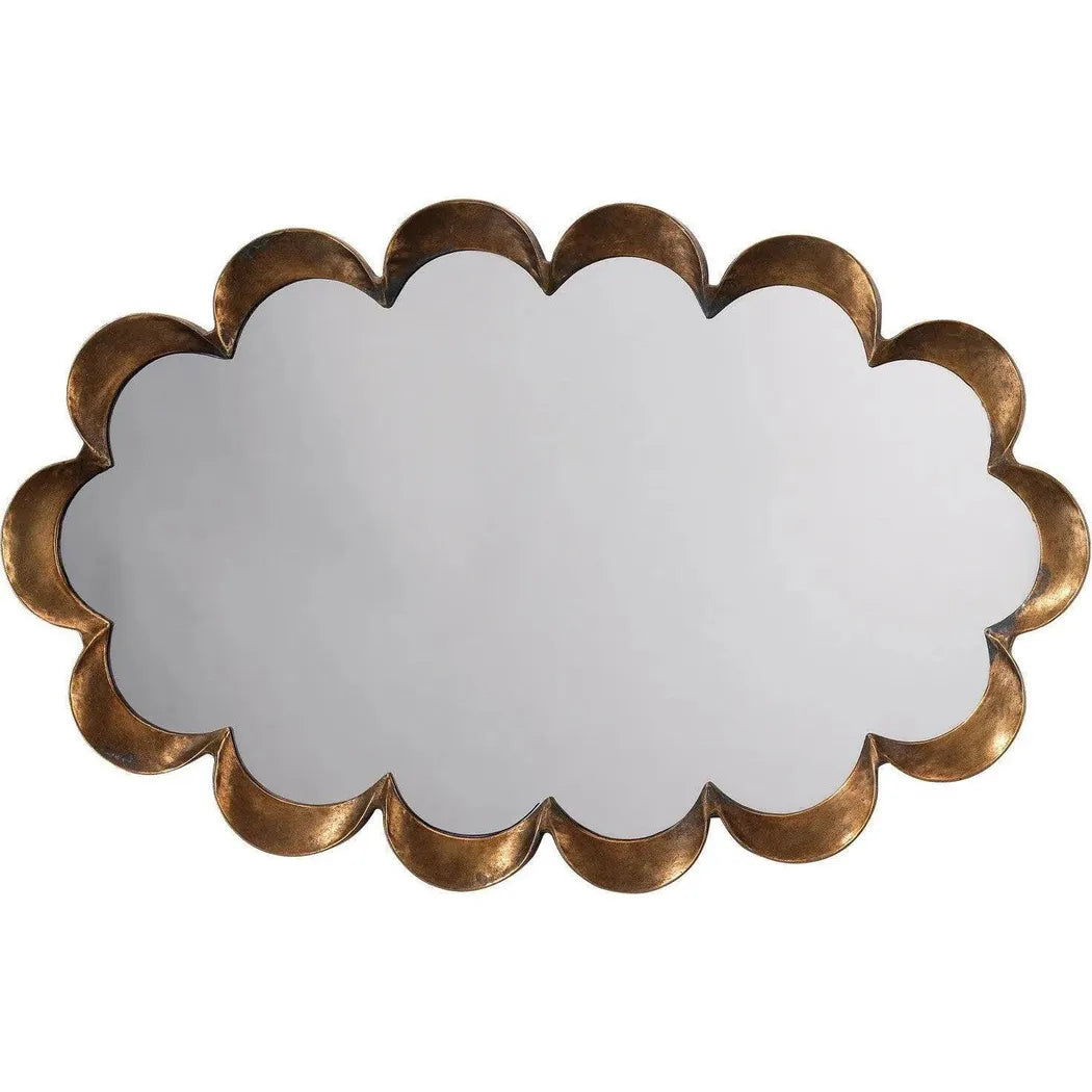 Reversible Position Brass Scalloped Wall Mirror