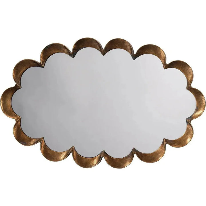 Reversible Position Brass Scalloped Wall Mirror - LOOMLAN