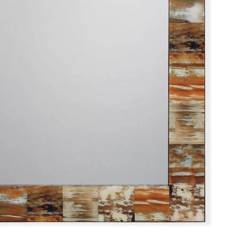 Reversible Position Brown Rectangle Faux Horn Wall Mirror Wall Mirrors LOOMLAN By Jamie Young