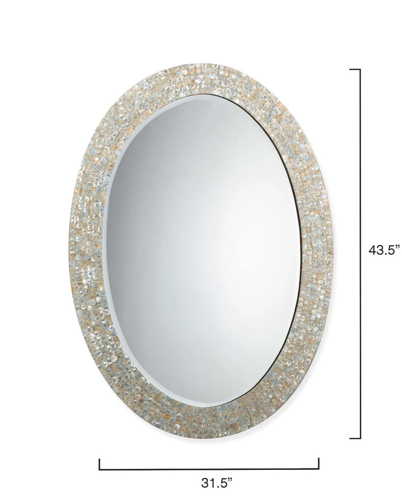 Reversible Position Cream Mother of Pearl Oval Wall Mirror Wall Mirrors LOOMLAN By Jamie Young