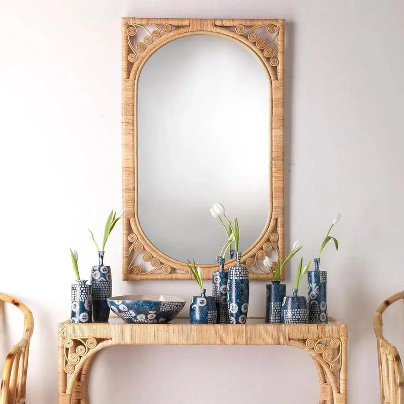 Reversible Position Natural Rattan Primrose Wall Mirror