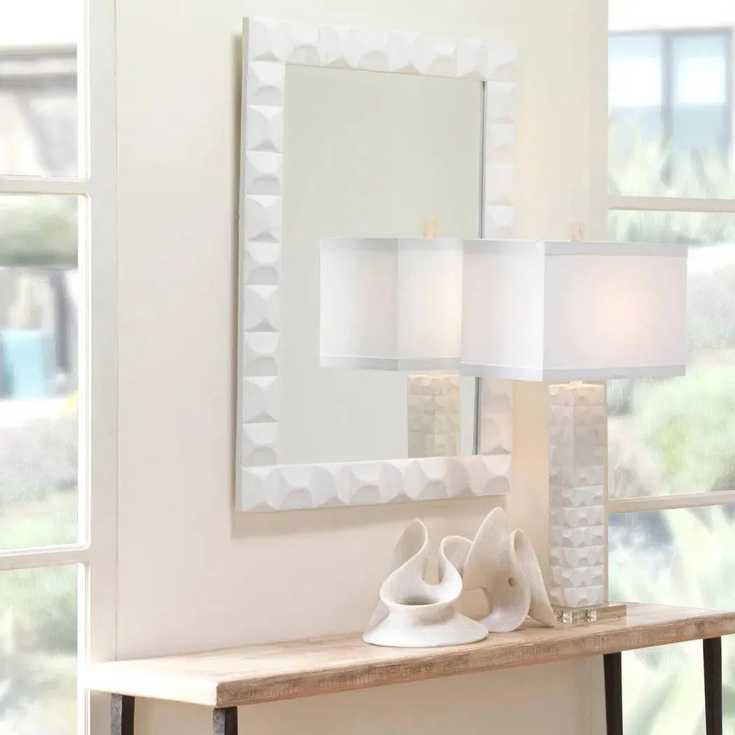 Reversible Position White Polyresin Astor Wall Mirror