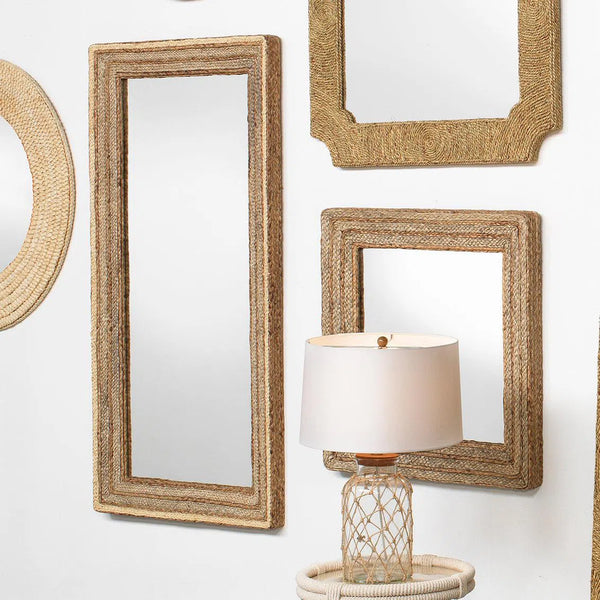 Reversible Seagrass Evergreen Square Wall Mirror Wall Mirrors LOOMLAN By Jamie Young