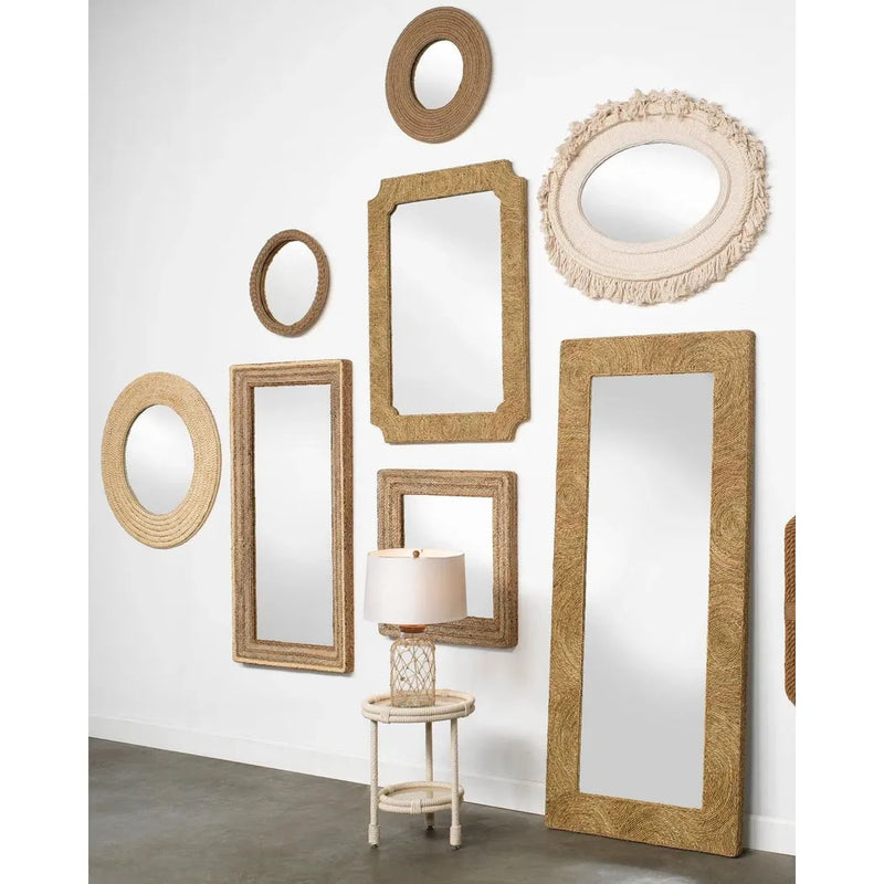 Reversible Seagrass Evergreen Square Wall Mirror