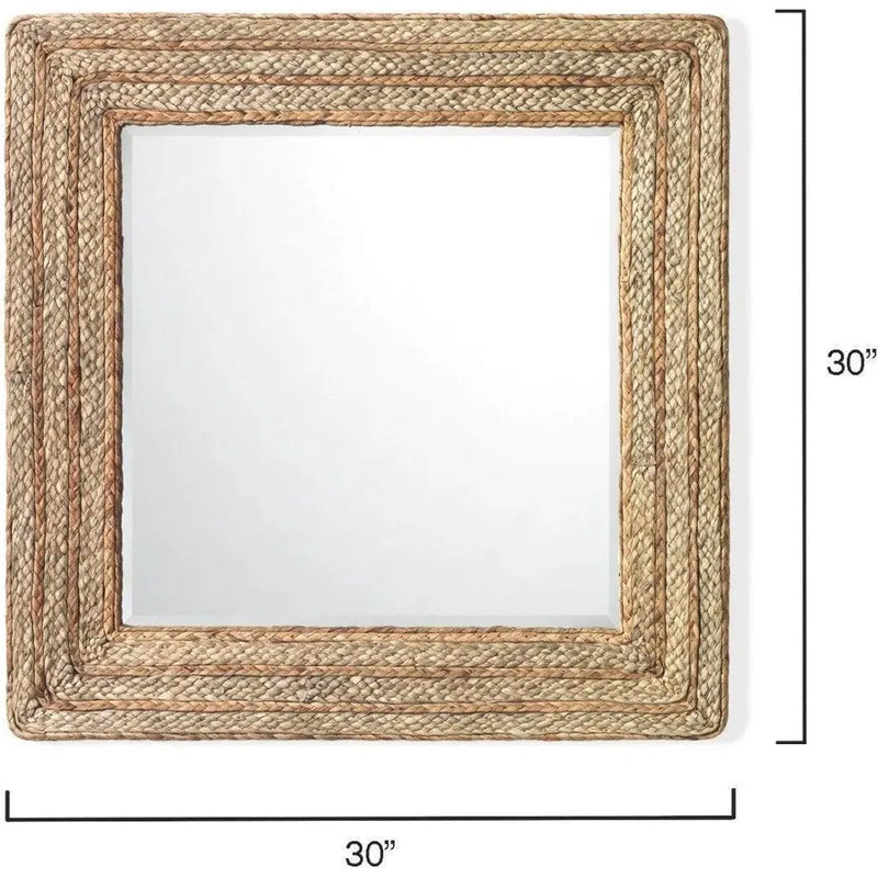 Reversible Seagrass Evergreen Square Wall Mirror