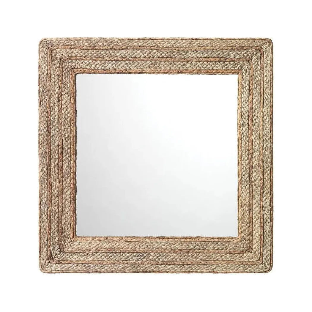 Reversible Seagrass Evergreen Square Wall Mirror