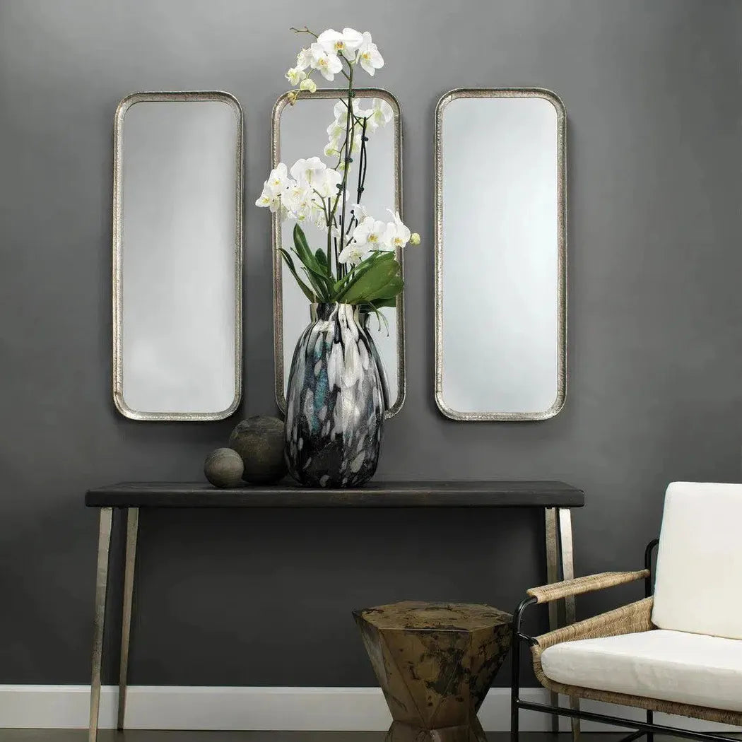 Reversible Silver Iron Capital Rectangle Wall Mirror