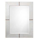 Reversible White Cowhide Leather Rectangle Wall Mirror Wall Mirrors LOOMLAN By Jamie Young