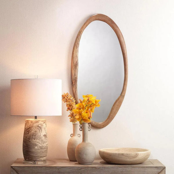 Reversible Wood Organic Oval Wall Mirror