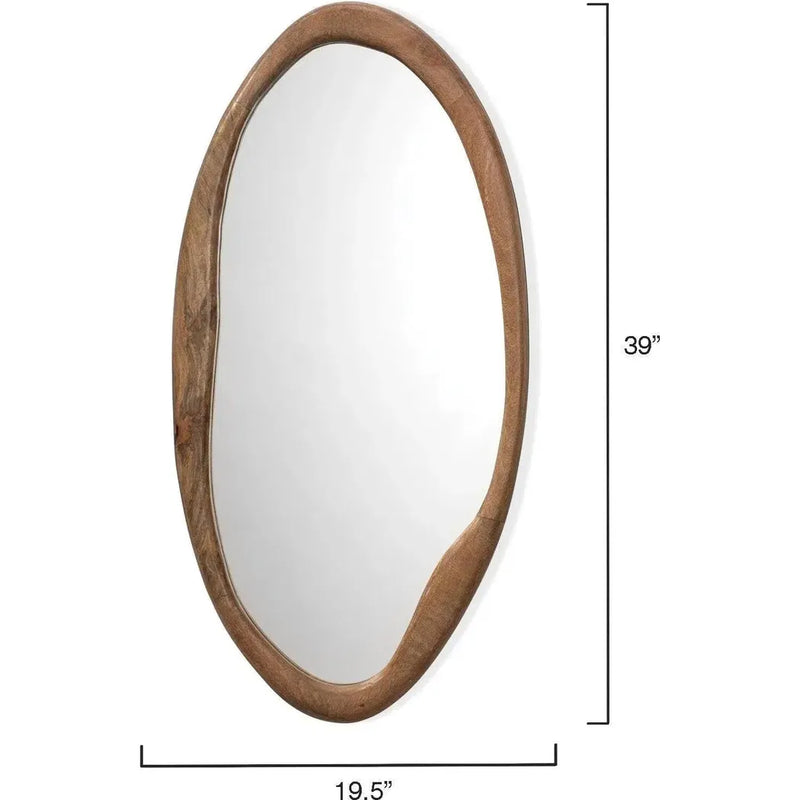 Reversible Wood Organic Oval Wall Mirror