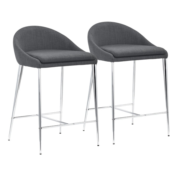 Reykjavik Counter Chair (Set of 2) Graphite Counter Stools LOOMLAN By Zuo Modern