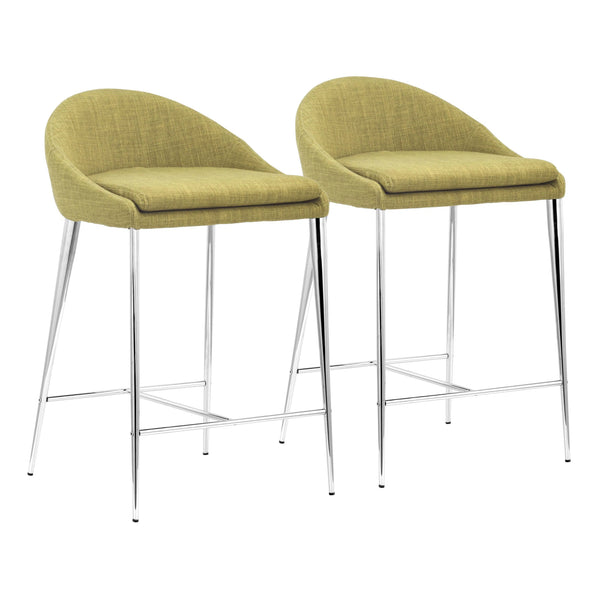 Reykjavik Counter Chair (Set of 2) Pea Green Counter Stools LOOMLAN By Zuo Modern