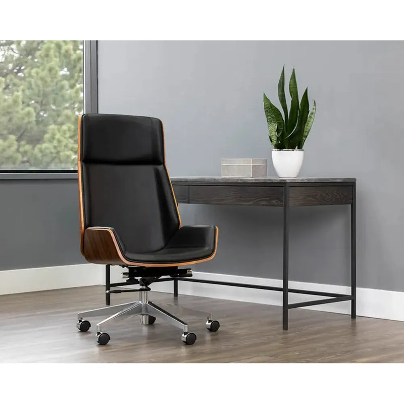 Rhett Black Leather Office Chair-Office Chairs-SUNPAN-LOOMLAN