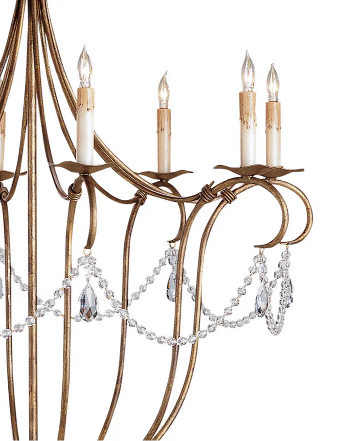 Rhine Gold Crystal Lights Gold Large Chandelier - LOOMLAN - Currey & Co - Chandeliers