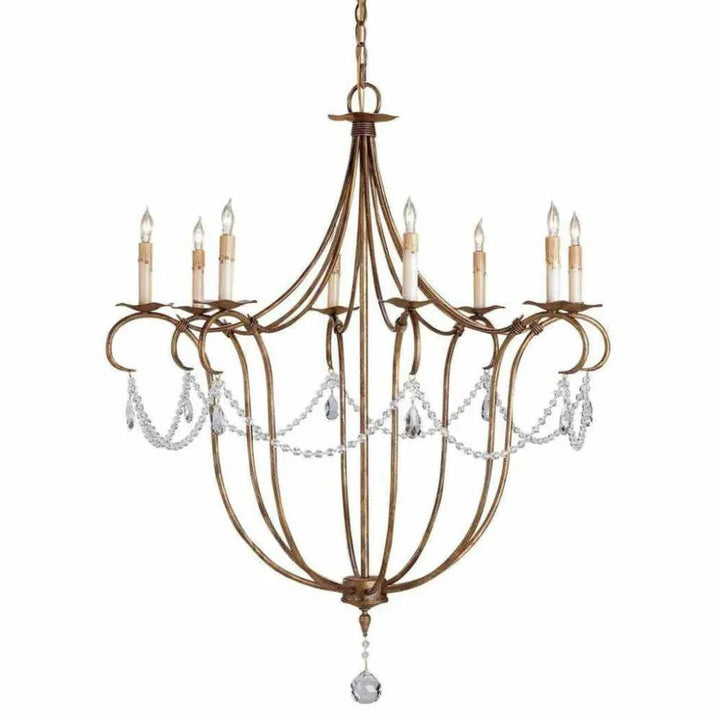 Rhine Gold Crystal Lights Gold Large Chandelier - LOOMLAN - Currey & Co - Chandeliers