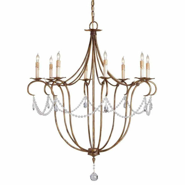 Rhine Gold Crystal Lights Gold Large Chandelier Chandeliers LOOMLAN By Currey & Co
