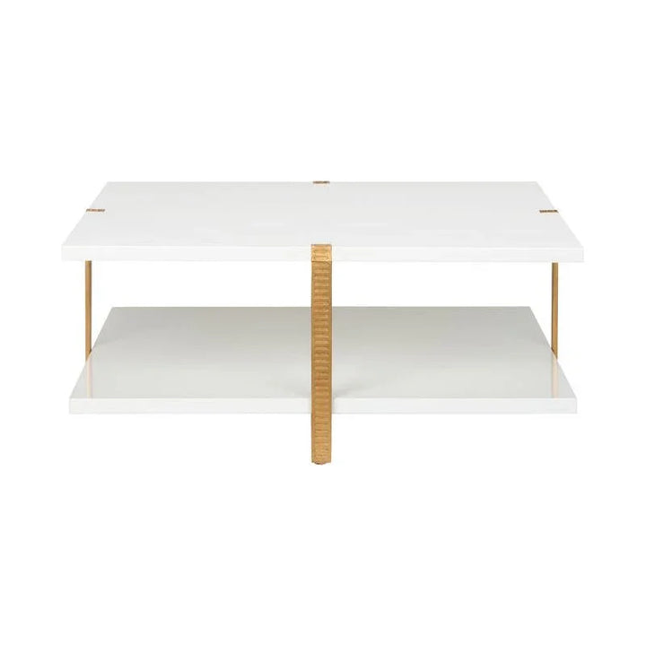 Ribbed Metal Framed Square Cocktail Table - LOOMLAN - Chelsea House - Coffee Tables