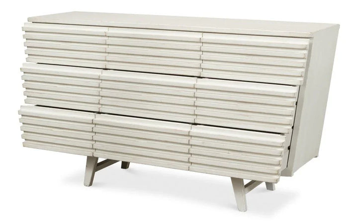 Ribbed Nine Drawer Wood Chest - LOOMLAN - Sarreid - Chests