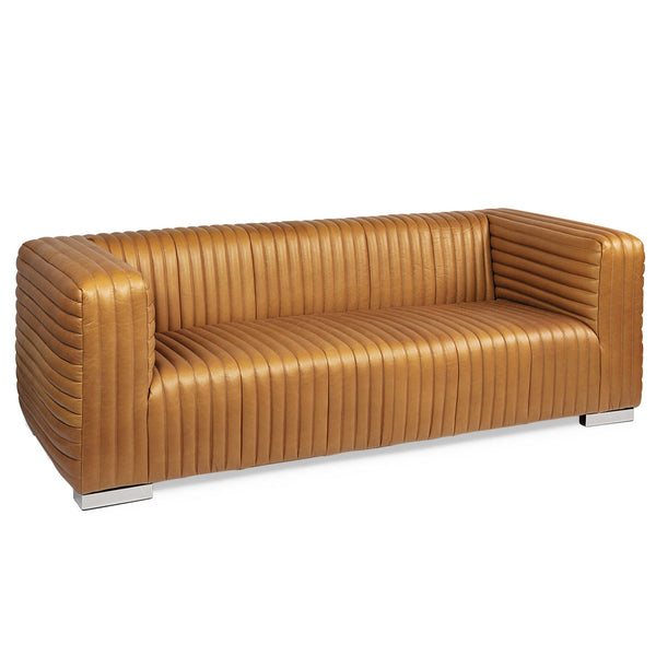 Ricciardo Cognac Leather Three Seater Sofa