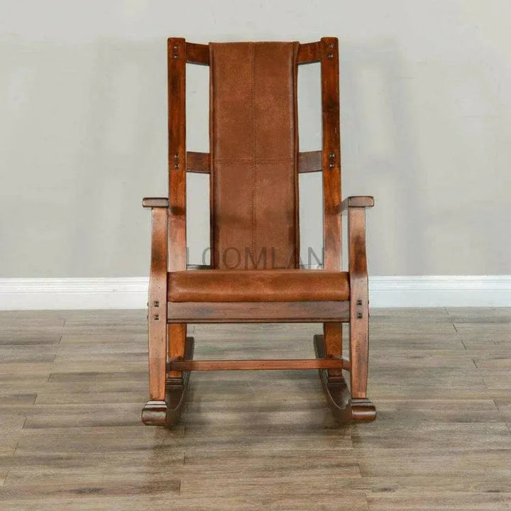 Rich Brown Vegan Leather Rocker Chair - LOOMLAN - Sunny D - Accent Chairs