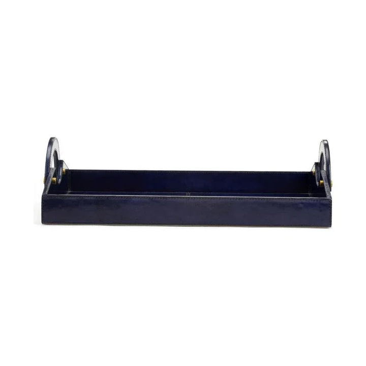 Rich Midnight Blue Leather Tray - LOOMLAN - Trays