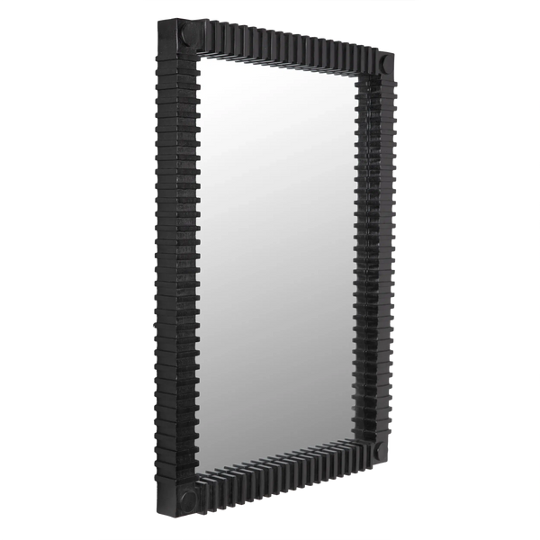 Rift Wood Vertical Mirror-Wall Mirrors-Noir-LOOMLAN
