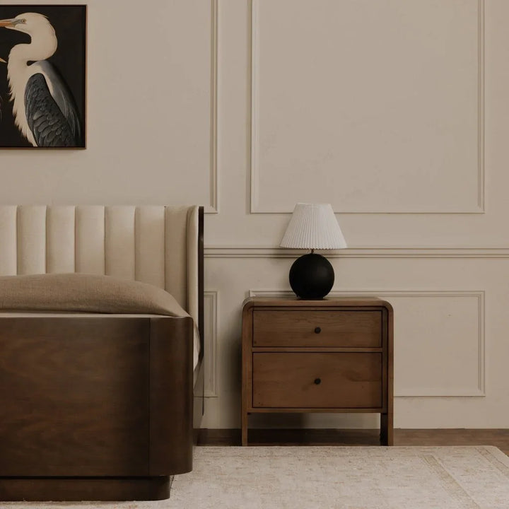 Riley Oak Waterfall Edge Design Nightstand - LOOMLAN - Moe's Home - Nightstands