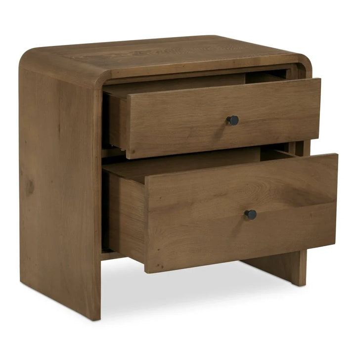 Riley Oak Waterfall Edge Design Nightstand - LOOMLAN - Moe's Home - Nightstands
