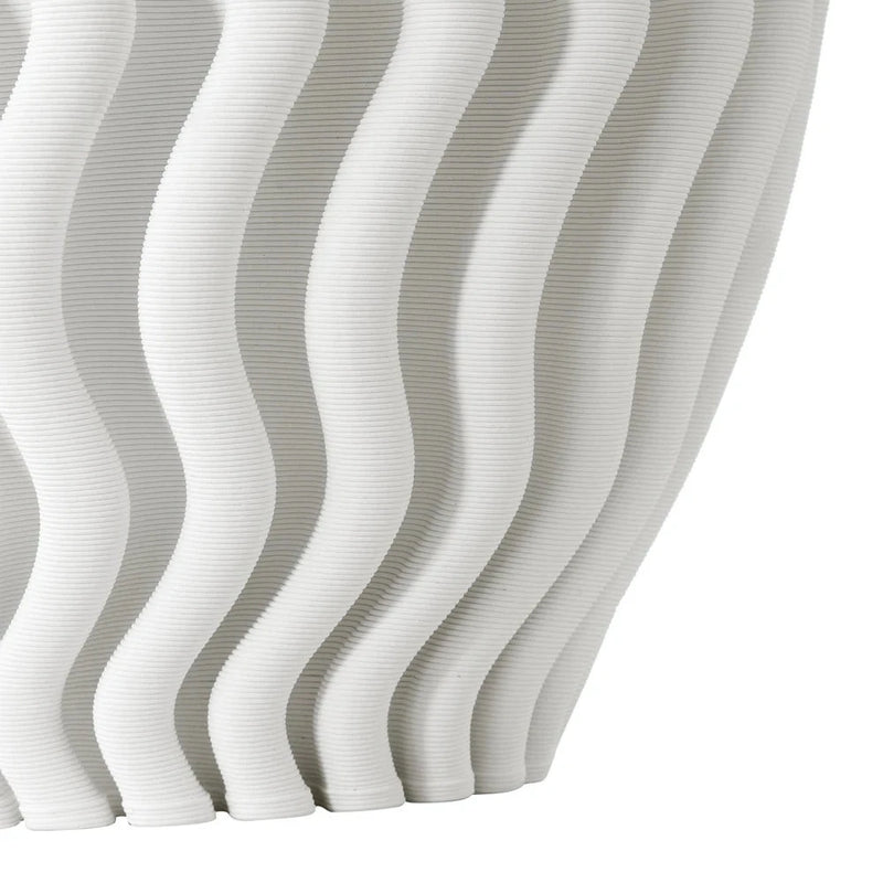 Ripple White 3-D Printed Porcelain Vase-Vases & Jars-Currey & Co-LOOMLAN