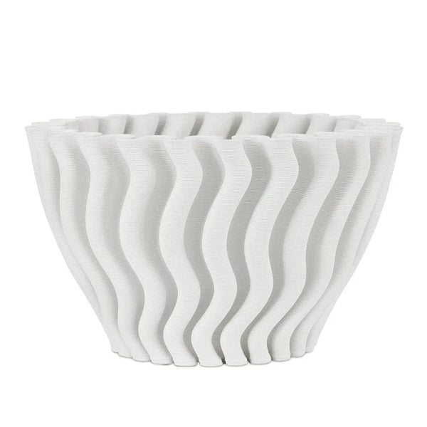 Ripple White 3 - D Printed Porcelain Vase - LOOMLAN - Currey & Co - Vases & Jars