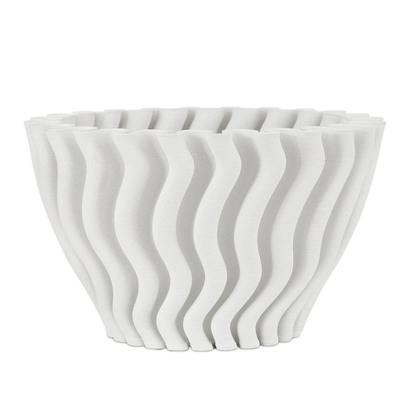 Ripple White 3-D Printed Porcelain Vase