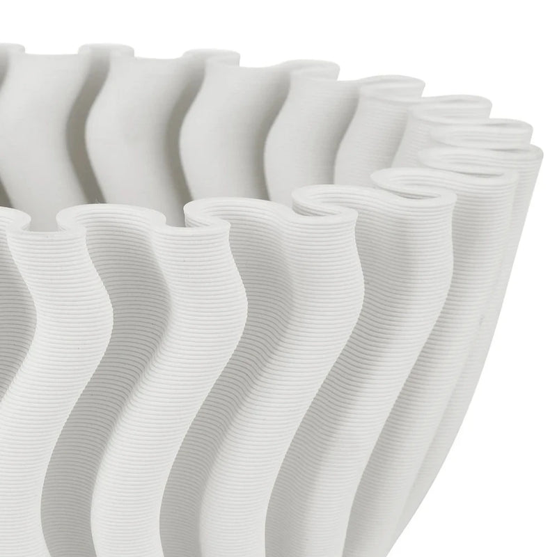 Ripple White 3-D Printed Porcelain Vase