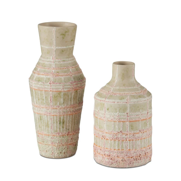 Riso Unique Textured Vase (Set Of 2)-Vases & Jars-Currey & Co-LOOMLAN