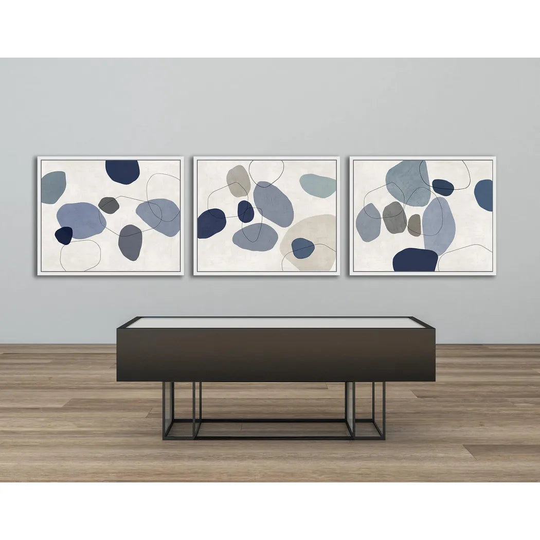 River Stones Blue I Artwork d Canvas Floating