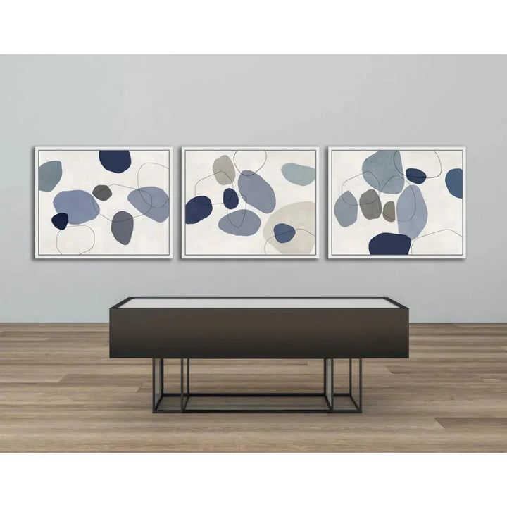 River Stones Blue III Artwork d Canvas Floating - LOOMLAN - LOOMLAN - Canvas Art