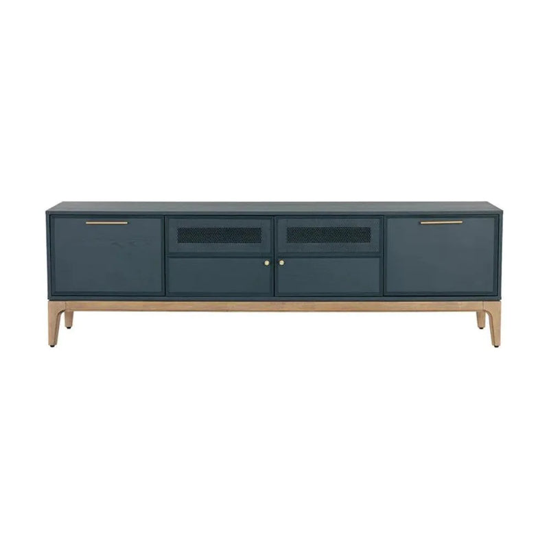 Rivero Media Console & Cabinet Teal Gold Handles-TV Stands & Media Centers-SUNPAN-LOOMLAN