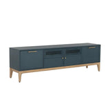 Rivero Media Console & Cabinet Teal Gold Handles-TV Stands & Media Centers-SUNPAN-LOOMLAN