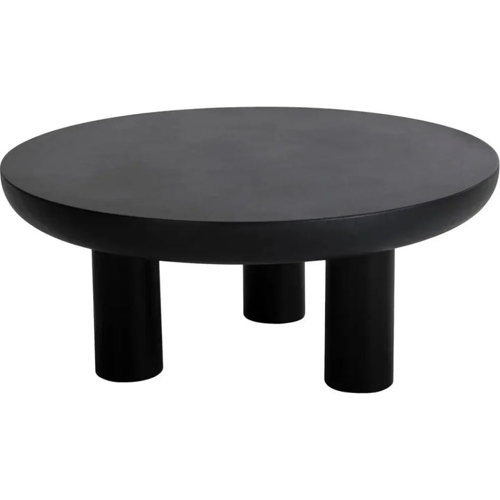 Rocca Concrete & Wood Black Round Coffee Table - LOOMLAN - Moe's Home - Coffee Tables