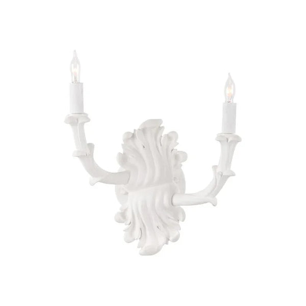 Roche Plaster Double Arm White Wall Sconce - LOOMLAN - Wildwood - Wall Sconces