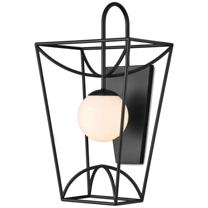 23.5 in. Rochefort Metal & Glass Black Wall Sconce - LOOMLAN - Currey & Co - Wall Sconces