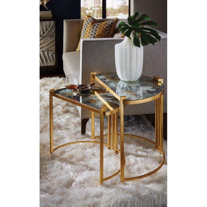 Rockefeller Acid Washed Mirror Top Nested Table (Set of 2) - LOOMLAN - Wildwood - Side Tables