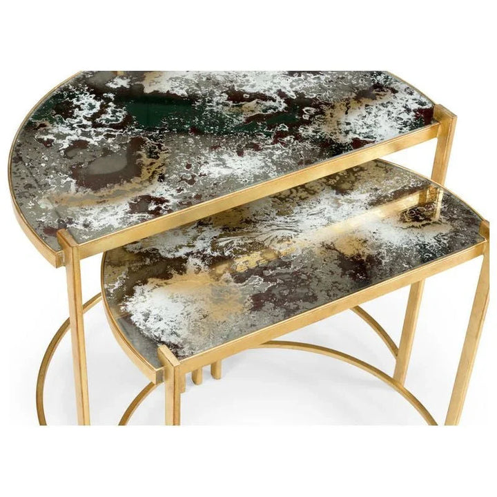 Rockefeller Acid Washed Mirror Top Nested Table (Set of 2) - LOOMLAN - Wildwood - Side Tables