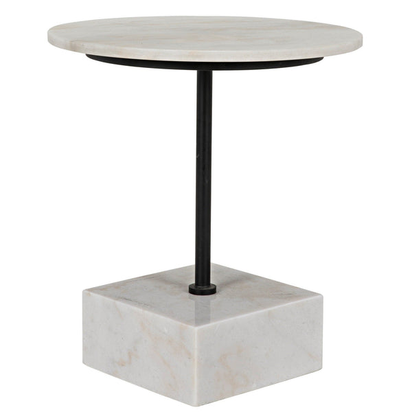 Rodin Steel and Marble Round Side Table-Side Tables-Noir-LOOMLAN