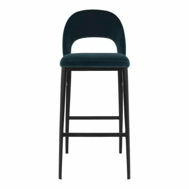 Roger Barstool Teal Velvet Blue Retro - LOOMLAN - Moe's Home - Bar Stools