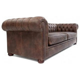 88" Vintage Brown Chesterfield Leather Sofa Made to Order Sofas & Loveseats LOOMLAN By Uptown Sebastian