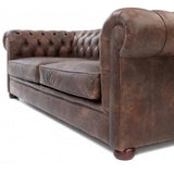 88" Vintage Brown Chesterfield Leather Sofa Made to Order Sofas & Loveseats LOOMLAN By Uptown Sebastian