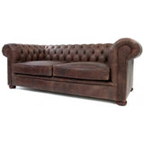 88" Vintage Brown Chesterfield Leather Sofa Made to Order Sofas & Loveseats LOOMLAN By Uptown Sebastian