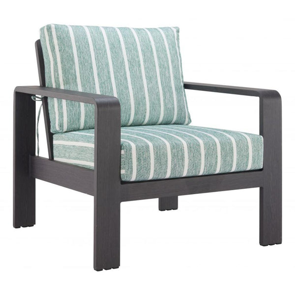 Rolig Green Olefin Fabric Outdoor Armchair